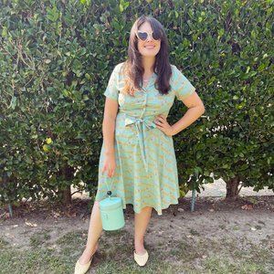 Eva Rose Short Sleeve Dress with belt tie - Size Large